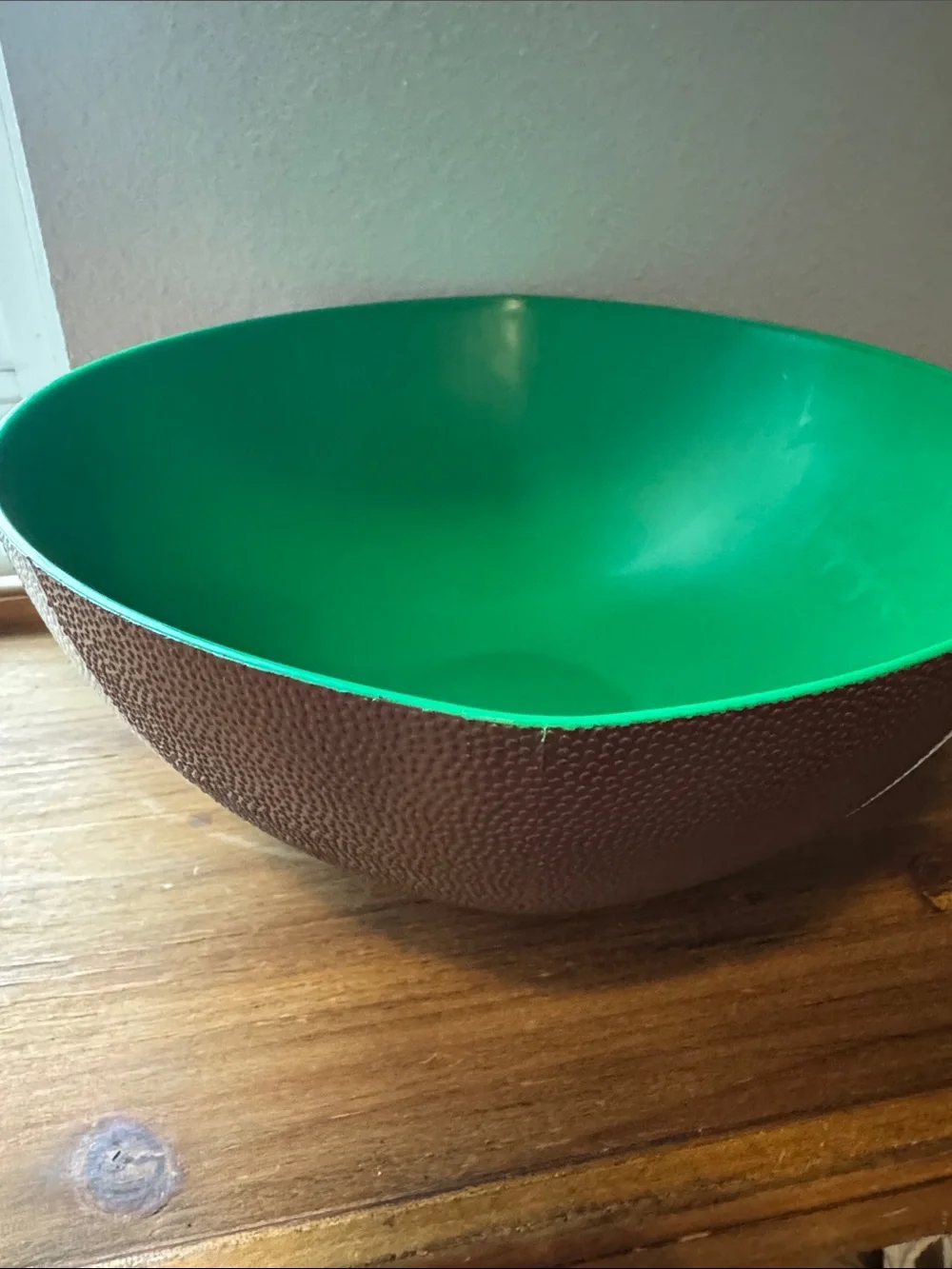 Decorative Football-Themed Serving Bowl in Brown and Green